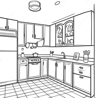 Page De Coloriage De Design Dinterieur De Cuisine Moderne 83242-24590