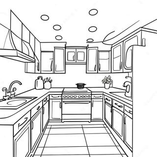 Page De Coloriage De Design Dinterieur De Cuisine Moderne 83242-24592
