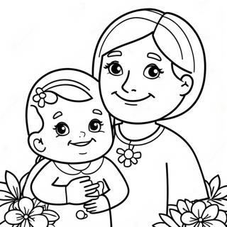 Mignonne Joyeuse Fete Des Meres Mamie Page De Coloriage 83291-24626