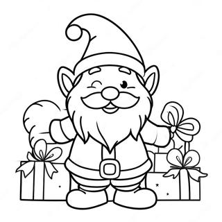 Page De Coloriage Du Gnome De Noel Joyeux Avec Des Cadeaux 83702-24956