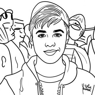 Page De Coloriage De Justin Bieber Avec Des Fans 83986-25181