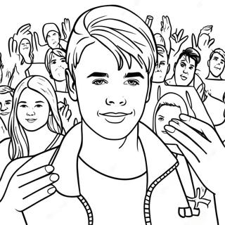 Page De Coloriage De Justin Bieber Avec Des Fans 83986-25182