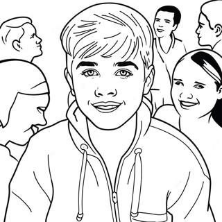Page De Coloriage De Justin Bieber Avec Des Fans 83986-25183