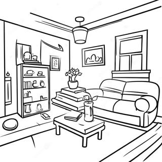 Page De Coloriage De Linterieur De La Maison 84034-25208