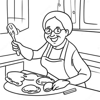Page De Coloriage Grand Mere Amusante Cuisinant Des Biscuits 84548-25613