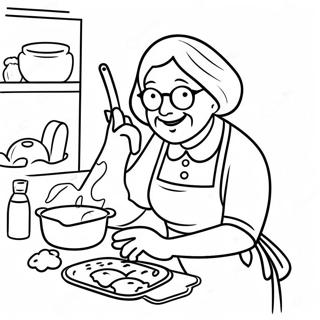 Page De Coloriage Grand Mere Amusante Cuisinant Des Biscuits 84548-25614
