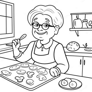 Page De Coloriage Grand Mere Amusante Cuisinant Des Biscuits 84548-25615