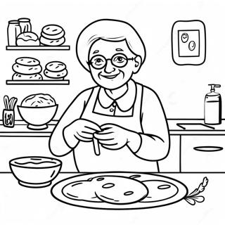 Page De Coloriage Grand Mere Amusante Cuisinant Des Biscuits 84548-25616