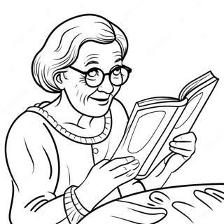 Page De Coloriage Douce Grand Mere Lisant Un Livre 84549 25620