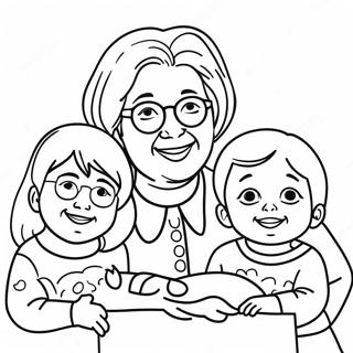 Page De Coloriage Grand Mere Avec Ses Petits Enfants 84550-25624