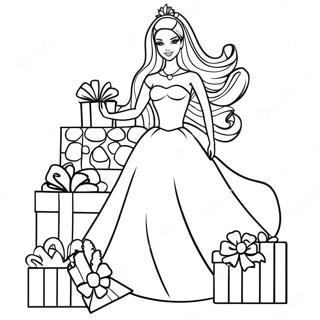 Page De Coloriage Barbie Festive Avec Des Cadeaux 84573-25629