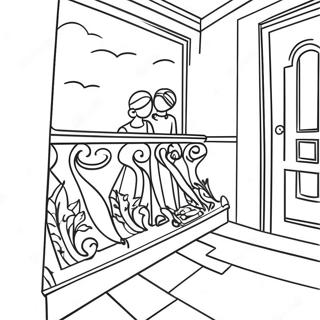Page De Coloriage De Scene Dramatique Sur Le Balcon 84702 25733