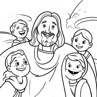 Page De Coloriage De Jesus Joyeux Avec Des Enfants 84753 25776