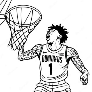 Page De Coloriage De Ja Morant Dunkant Au Basket 85210-26210