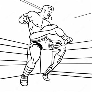 Page De Coloriage Dun Lutteur De La Wwe Sautant Sur Un Adversaire 85288-26269