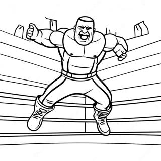 Page De Coloriage Dun Lutteur De La Wwe Sautant Sur Un Adversaire 85288-26270