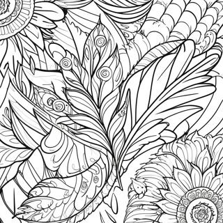 Motifs De Plumes Colorees Page De Coloriage 85340-26310