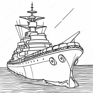 Page De Coloriage De Bateau De Guerre Colore En Mer 85622-26530