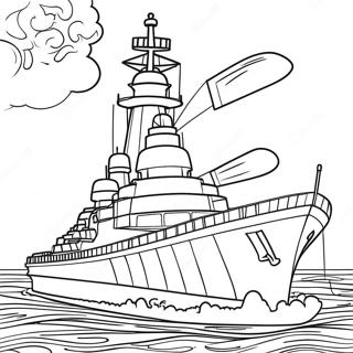 Page De Coloriage De Bateau De Guerre Colore En Mer 85622-26531