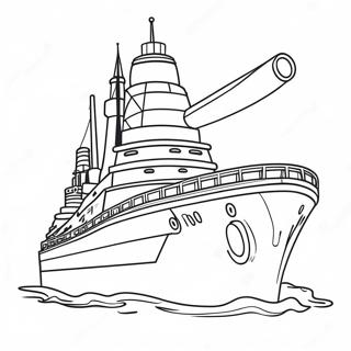 Page De Coloriage De Bateau De Guerre Avec Des Canons 85625 26543