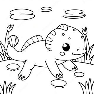 Axolotl Mignon Nageant Dans Un Etang Page A Colorier 8567-1286