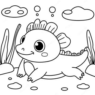 Axolotl Mignon Nageant Dans Un Etang Page A Colorier 8567-1288