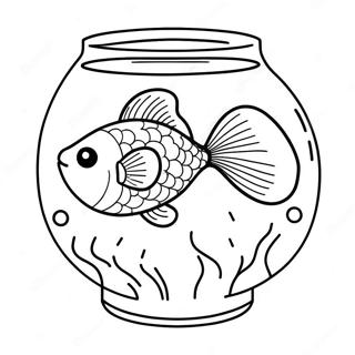 Page De Coloriage De Poisson Rouge Heureux Dans Un Bol 85699 26595