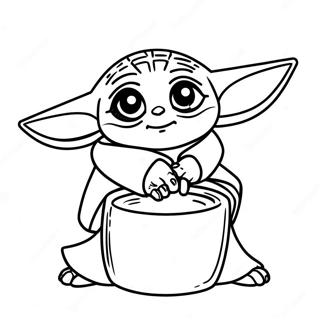 Bebe Yoda Tenant Une Tasse Page A Colorier 8652-1954