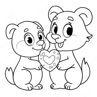 Page De Coloriage Danimaux Mignons Pour La Saint Valentin 86620-27314