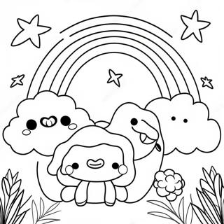 Page De Coloriage Des Amis Arc En Ciel Cyan Heureux 86725 27403