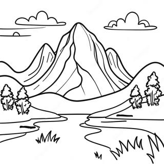 Page De Coloriage De Paysage De Montagne Serein 86801 27456