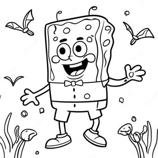 Spongebob En Costume Effrayant Page De Coloriage 87107 27696