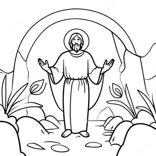 Belle Scene De Coloriage Il Est Ressuscite 87185 27754