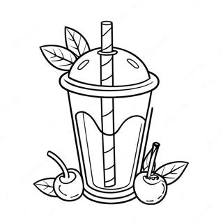 Page De Coloriage De Milkshake A La Vanille Avec Une Cerise Sur Le Dessus 87468-27974