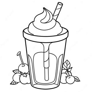 Page De Coloriage De Milkshake A La Vanille Avec Une Cerise Sur Le Dessus 87468-27976