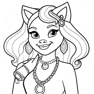 Page De Coloriage De Clawdeen Wolf Avec Des Accessoires Styles 87877-28472