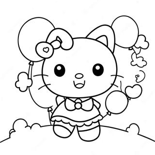 Page De Coloriage De Hello Kitty Avec Des Ballons 88390-28861