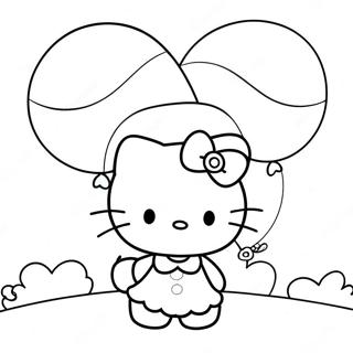 Page De Coloriage De Hello Kitty Avec Des Ballons 88390-28862