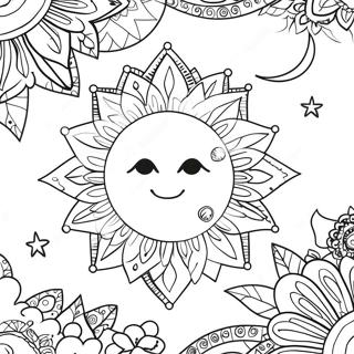 Soleil Et Lune Bohémien Pour Adultes Pages À Colorier