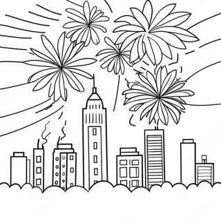 Page De Coloriage De Feux Dartifice Festifs Sur La Ville 88497-28953