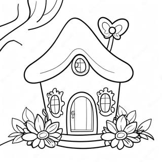 Maison De Fee Magique Avec Des Fleurs Page A Colorier 88906-29262