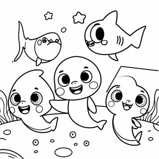 Page A Colorier De Bebe Requin Dansant Avec Des Amis 8928 2640