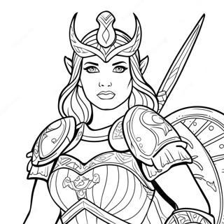 Page De Coloriage De Deesse Guerriere Avec Un Bouclier 89294 29566