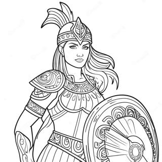 Page De Coloriage De Deesse Guerriere Avec Un Bouclier 89294 29567