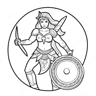 Page De Coloriage De Deesse Guerriere Avec Un Bouclier 89294 29568