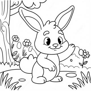 Page De Coloriage De Lapin De Paques Joueur Dans Le Jardin 89319-29586