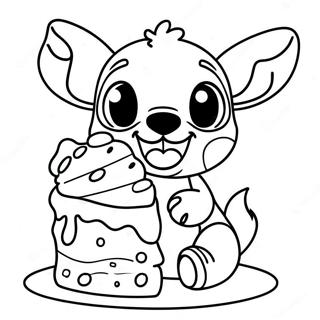 Page De Coloriage Stitch Joueur Mangeant Du Gateau 89551-29767
