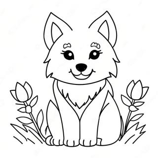 Page De Coloriage De Loup Duveteux Avec Des Fleurs 89630 29830