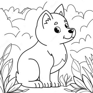 Page De Coloriage De Loup Duveteux Avec Des Fleurs 89630-29831