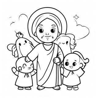 Page De Coloriage Jesus Mignon Avec Des Enfants 89962-30079